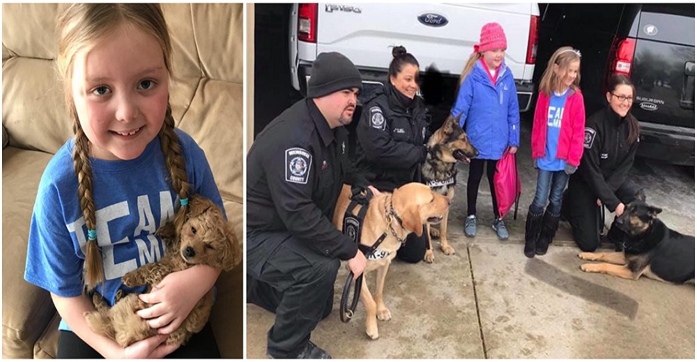 Cientos de perros policías cumplen el sueño de una pequeña de 7 años con cáncer terminal