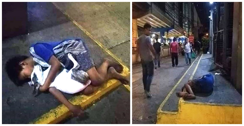 Niño sin hogar se aferra a su perrito para darse amor y calor mientras todos pasan de largo