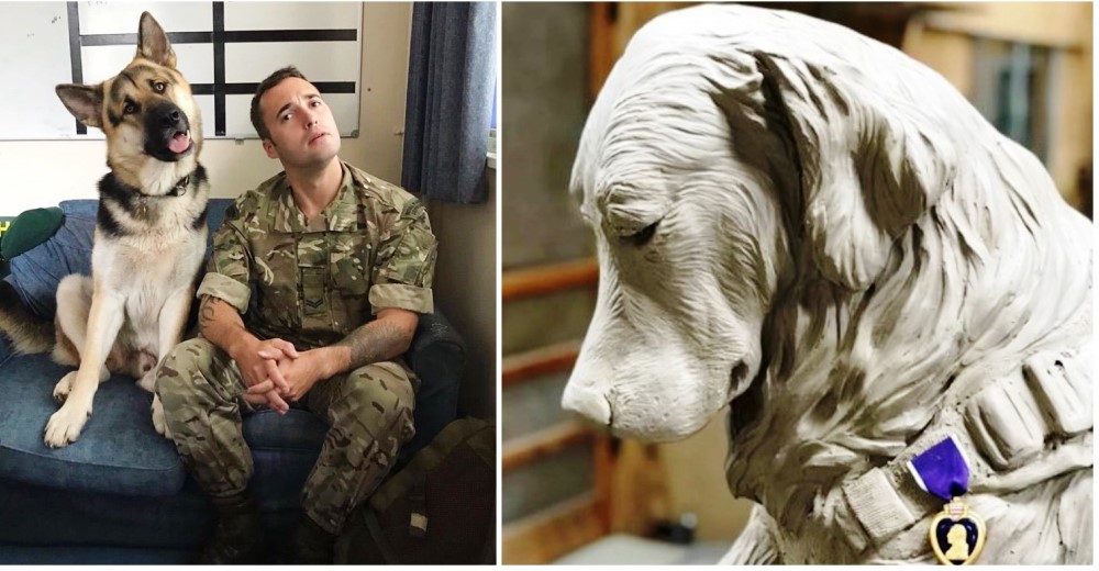 Revelan una estatua que honra a los perros que luchan junto a héroes para defender a su país