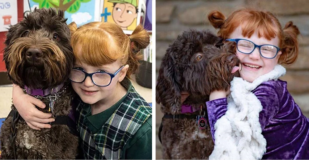 Invitan a la perrita de servicio de una niña especial a aparecer en la foto del anuario escolar