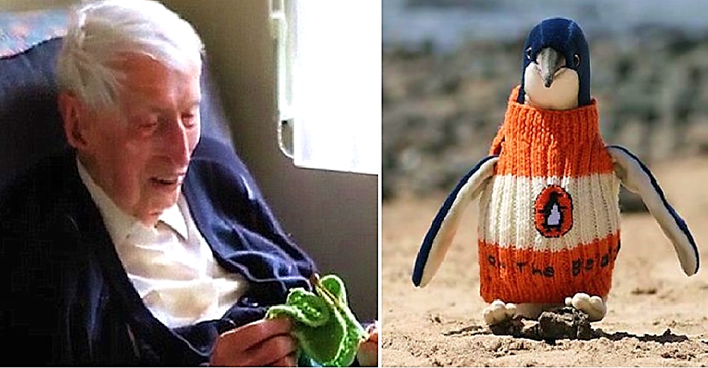 Un anciano de 109 años pasa sus últimos años tejiendo abrigos para salvar a los pingüinos