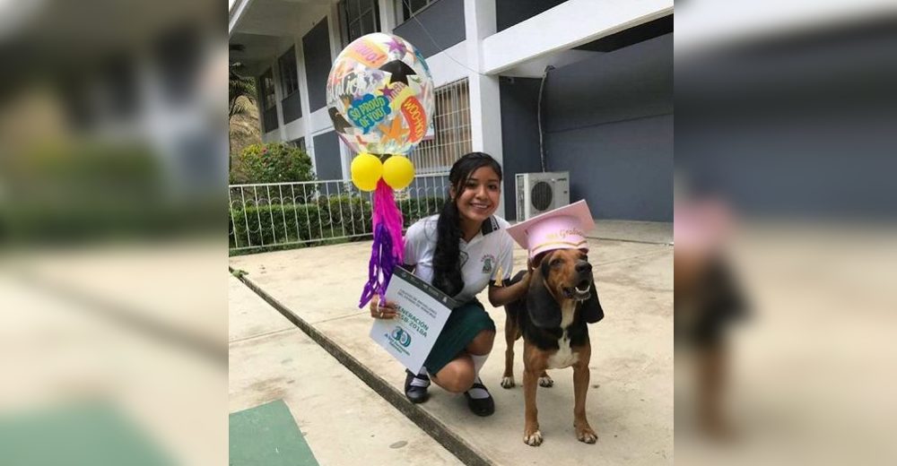 Captan al perro fiel que fue el responsable de los logros de su dueña –»También estuvo presente»