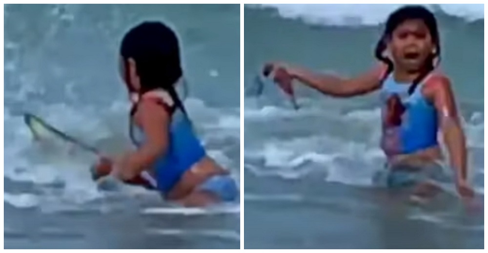 Una madre se queda quieta grabando a su hija que saltaba en el mar, pero ella gritaba: ¡TIBURÓN!