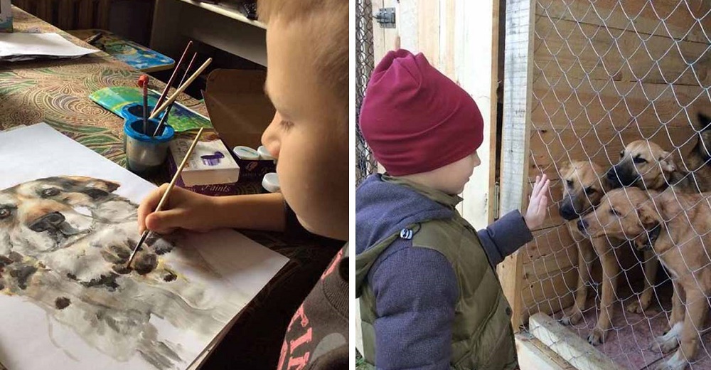 Niño crea pinturas de retratos de animales personalizadas a cambio de comida para un refugio