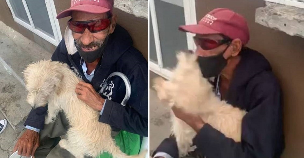 Abuelito ciego rompe en llanto al encontrar a su perrito perdido: «Ya no te vayas»